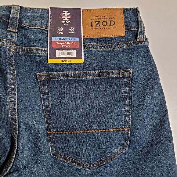 Izod Saltwater Jeans Men's 32x30 Comfort Stretch Denim Straight Leg Blue NWT - Picture 12 of 14